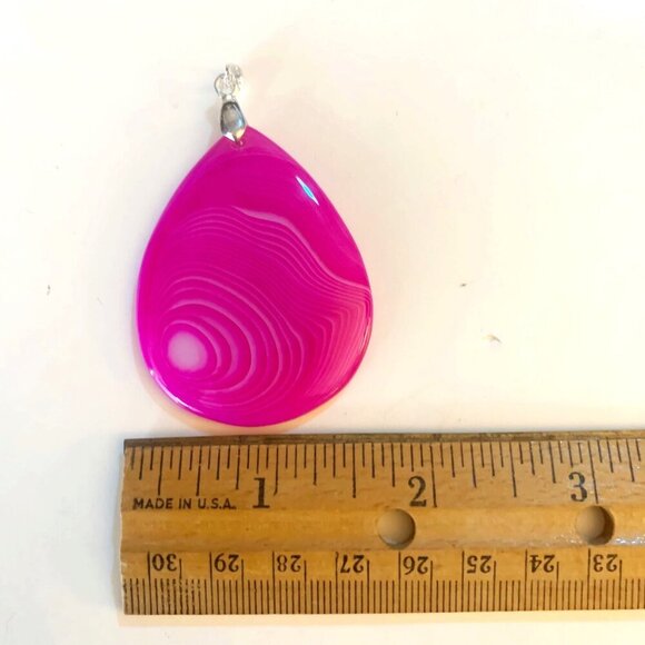 Pink Agate Necklace Pendant Gemstone Sterling Silver Crystal Pendant Boho - Picture 3 of 5